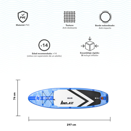 Stand Up paddle inflable Celeste