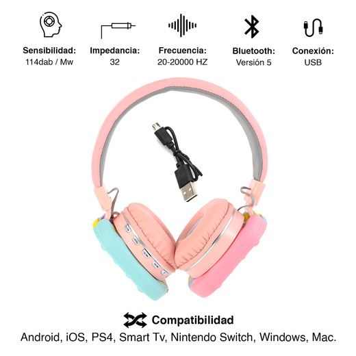 Audífonos Headphones 806E Rosado