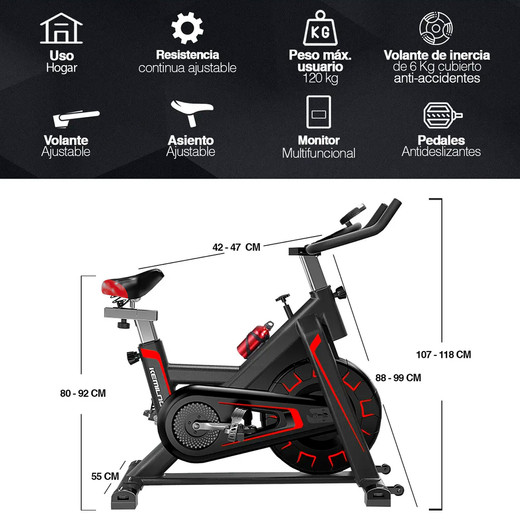 Bicicleta Spinning Dynamic Indoor Fitness Volante de Inercia 6 Kg