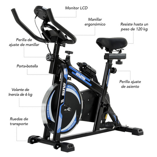 Bicicleta Spinning K300 Pro con Volante Inercia 6 kg Azul