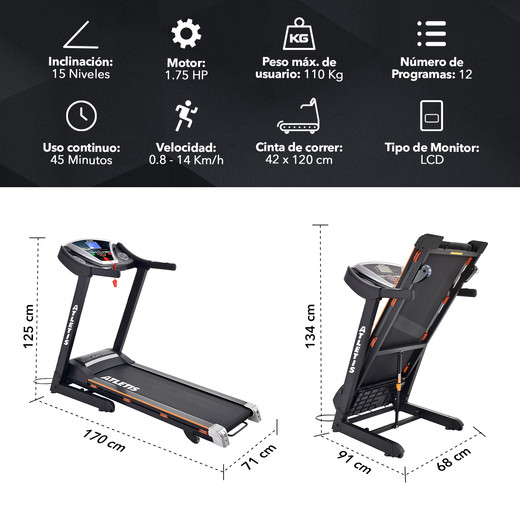 Trotadora Eléctrica Ultra X700 Atletis Incl Automática Bluetooth 5´Lcd