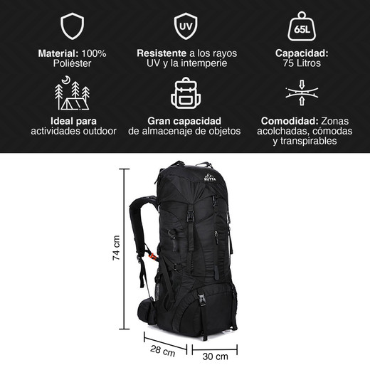 Mochila Outdoor 75 Litros Negro