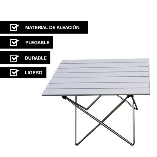 Mesa de Camping Plegable Portátil Gris