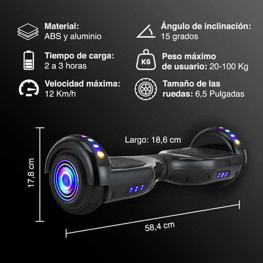 Hoverboard PRO Bluetooth Luces 6,5