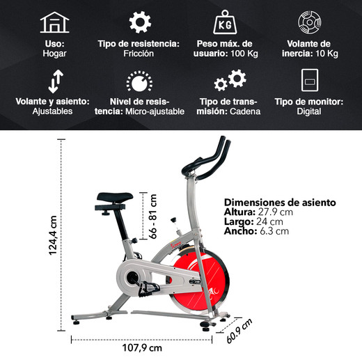 Bicicleta Spinning Sunny Health & Fitness SF-B1203 Volante de Inercia 10 Kg