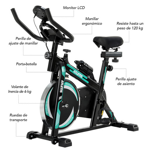 Bicicleta Spinning K300 Pro con Volante Inercia 6 kg Verde