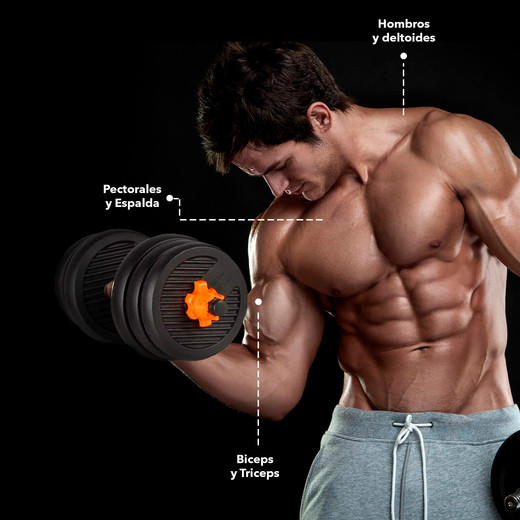 Set de Pesas Ajustable 20 Kg Kettlebells Negro