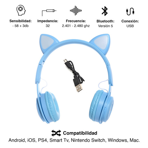 Audífonos Headphones Y08M Celeste