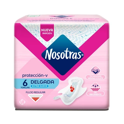 Nosotras Toalla Delgada con Alas 6 Unidades