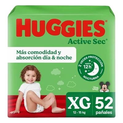 Huggies Active Sec Pañales Talla XG 52 Unidades