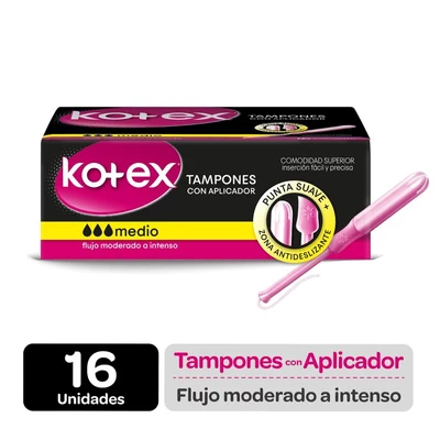 Kotex Tampón con Aplicador Medio 16 Unidades