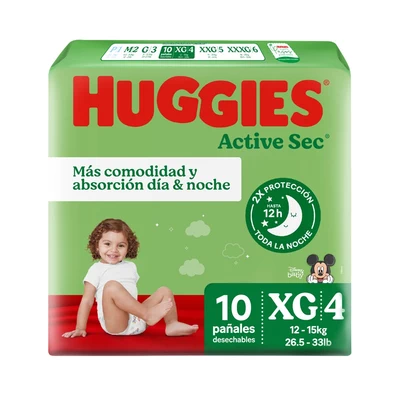 Huggies Pañal Bebe Active Sec XG 10 unidades