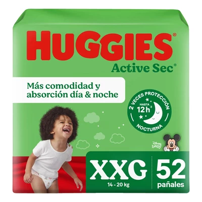 Huggies Active Sec Pañales Talla XXG 52 Unidades