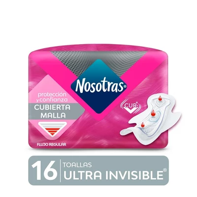Nosotras Toalla Invisible Tela Malla con Alas 16 unidades