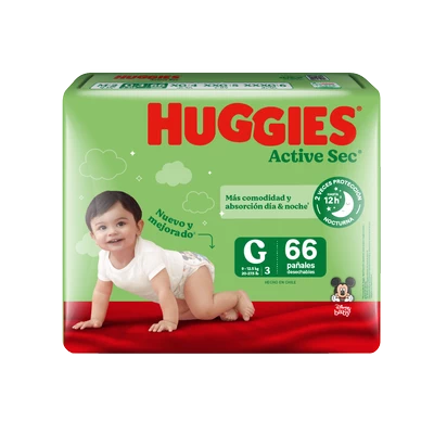 Huggies Active Sec Pañales Talla G 66 Unidades