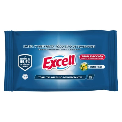 Excell Toallitas Desinfectantes Superficies 50 Unidades