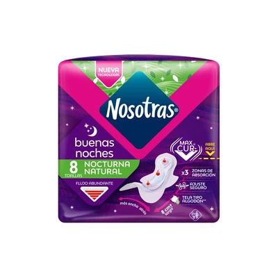 Nosotras Toalla Nocturna Normal Tela Suave 8 unidades
