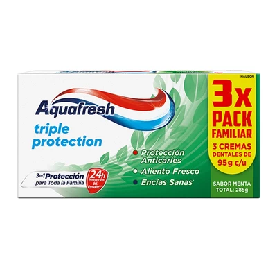 Aquafresh Pack Pasta Dental Sabor Menta 3 x 95 gr