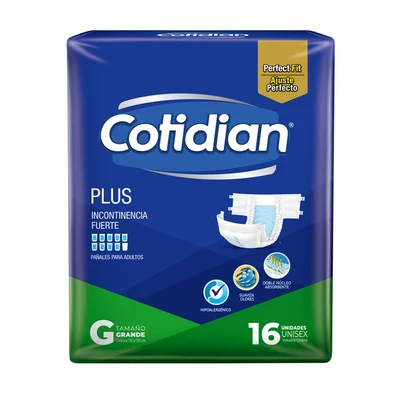 Cotidian Plus Pañal Adulto Talla G 16 unidades