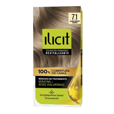 Ilicit Tintura Permanente 7/1 Rubio Medio Ceniza