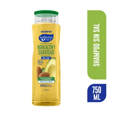 Ballerina Shampoo Palta y Almendra Sin Sal Frasco 750 ml