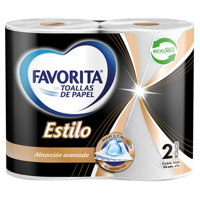 Favorita Toalla de Papel Acolchada 2 Unidades 24 Metros
