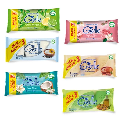 Giselle Jabón Pack 3 Unidades Aroma Surtido