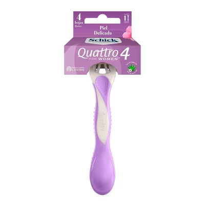 Schick Quattro Mujer 4 Hojas Piel Delicada 10 Unidades