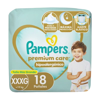 Pampers Pañal Bebe Premium Care Talla XXXG 18 Unidades
