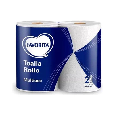 Favorita Toalla de Papel Doble Hoja 22 Metros Pack 2 Unidades