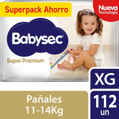 Babysec Super Premium Pañales Talla XG 112 Unidades