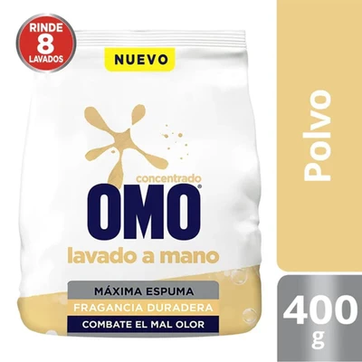 Omo Detergente en Polvo Lavado a Mano 400 Gramos