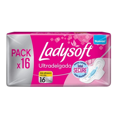 Ladysoft Toalla Femenina Ultrafina Tela Ultraseca 16 unidades