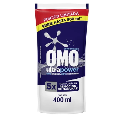Omo Detergente Líquido Ultra Power Doypack 400 ml
