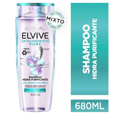 Elvive Shampoo Hialurónico Pure Purificante 680 ml