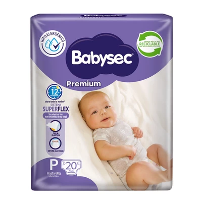 Babysec Premium Pañales Talla P 20 Unidades