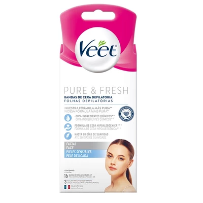 Veet Bandas Faciales Pure 16 Unidades