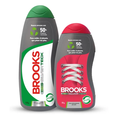 Brooks Pack Talco Pies Silver Tech 120 g + Talco Zapatilla 80 g
