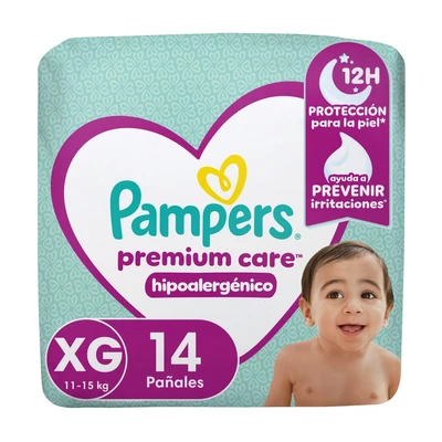 Pampers Pañal Bebe Premium Care Talla XG 14 Unidades