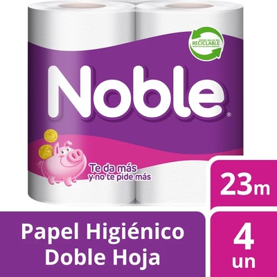 Noble Papel Higiénico Doble Hoja 4 Rollos 23 Metros