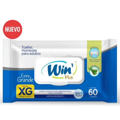 Win Toallas Húmedas Adulto XG 60 Unidades