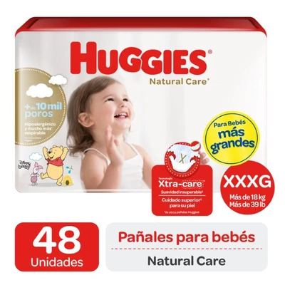 Huggies Natural Care Pañales Talla XXXG 48 Unidades