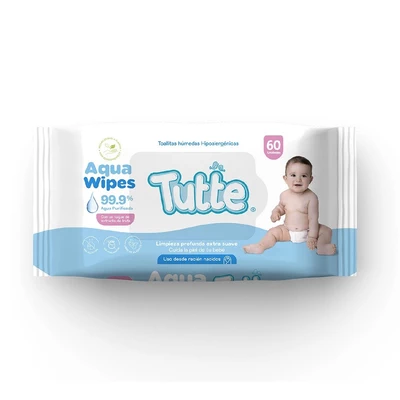 Tutte Toallas Húmedas 99% Agua 60 Unidades