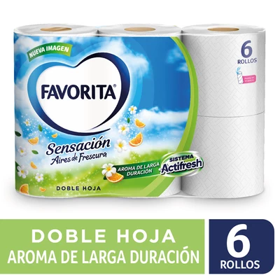 Favorita Papel Higiénico Sensación Doble Hoja 6 Rollos 22 Metros