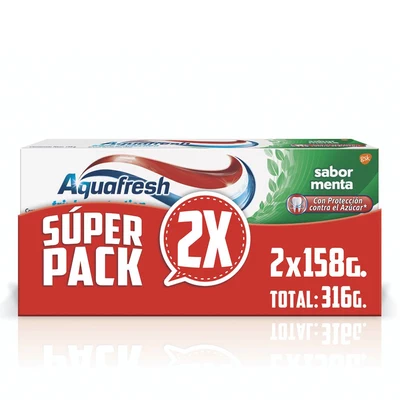 Aquafresh Pasta Dental Triple Protección Menta Pack 2 Unidades 158 gr