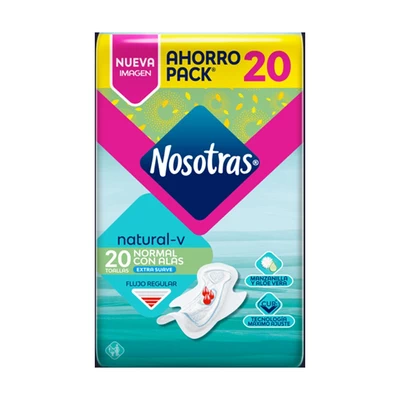 Nosotras Toalla Higiénica Natural Normal con Alas 20 unidades