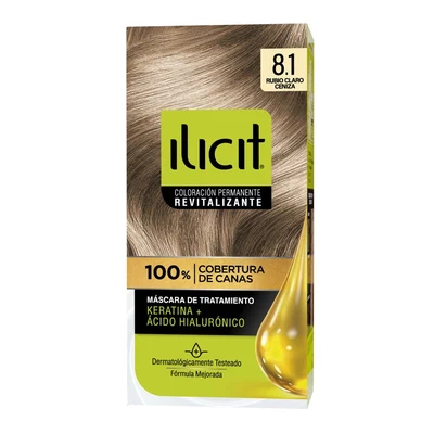 Ilicit Tintura Permanente 8/1 Rubio Claro Ceniza