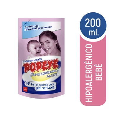 Popeye Detergente Líquido Hipoalergénico Bebé Doypack 200 ml