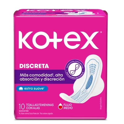 Kotex Toalla Higiénica Ultrafina Extra Suave 10 unidades