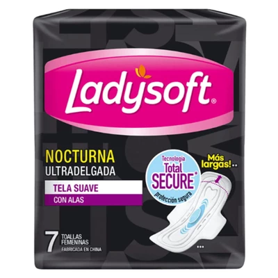 Ladysoft Toalla Nocturna Ultra Fina Suave con Alas 7 unidades